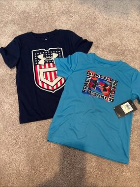 Under Armour Boys' Short Sleeve Tees in Navy & Bright Blue
